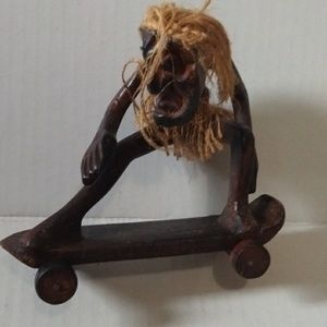 Hand carved Tiki surfer primitive tribal art